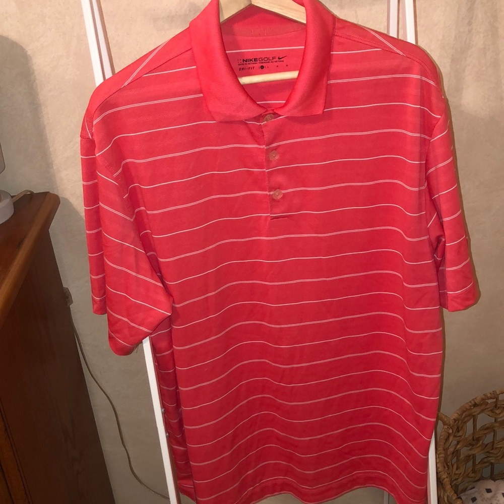 Nike Golf Polo Men’s Large Salmon Striped